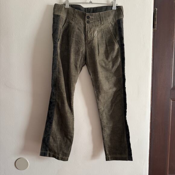 Y2K Vintage NSF | Distressed Glen Plaid Slim Pleated Front Ankle Length Pants 8 - Picture 1 of 8